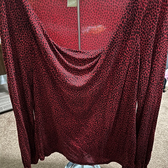 MICHAEL Michael Kors Red and Black Leopard Print Blouse - Picture 1 of 4